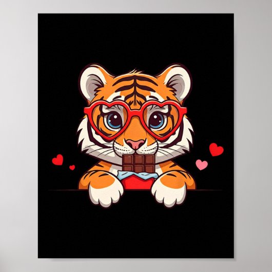 Funny Tiger Hart Chocolade Valentijn Tijger Dames Poster (Voorkant)