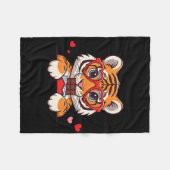 Funny Tiger Heart Chocolade Valentijn Tijger Dames Fleece Deken (Voorkant (Horizontaal))