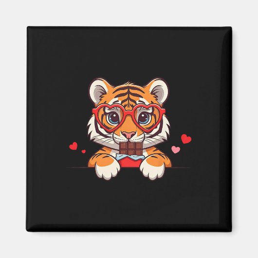 Funny Tiger Heart Chocolade Valentijn Tijger Dames Magneet (Voorkant)