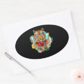 Funny Tiger Hipster Fotografe Gift Ovale Sticker (Envelop)