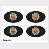 Funny Tiger Hipster Fotografe Gift Ovale Sticker (Vel)
