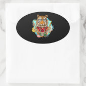 Funny Tiger Hipster Fotografe Gift Ovale Sticker (Tas)