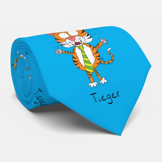 Funny Tiger in een Stropdas Cartoon Kind (Opgerold)
