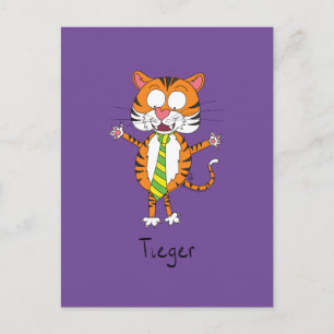 Funny Tiger in een Stropdas Cartoon Kind Briefkaart