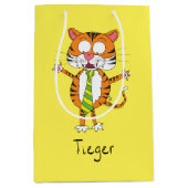 Funny Tiger in een Stropdas Cartoon Kind Medium Cadeauzakje (Voorkant)