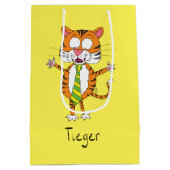 Funny Tiger in een Stropdas Cartoon Kind Medium Cadeauzakje (Achterkant)