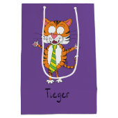 Funny Tiger in een Stropdas Cartoon Kind Medium Cadeauzakje (Achterkant)