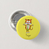 Funny Tiger in een Stropdas Cartoon Kind Ronde Button 3,2 Cm (Voorkant /achterkant)