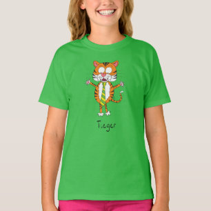 Funny Tiger in een Stropdas Cartoon Kind T-shirt