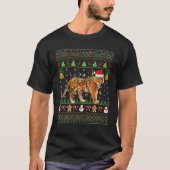 Funny Tiger Lover Xmas Santa Hat Bengal Tiger Ugly T-shirt (Voorkant)