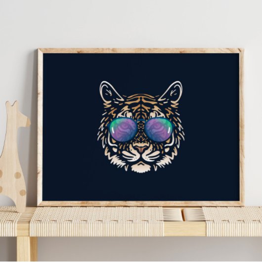 Funny Tiger | Met zonnebril wandafdrukken Poster