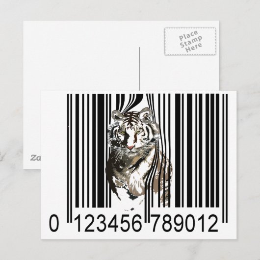 Funny tijger-streepjescodevector briefkaart (Voorkant / Achterkant)