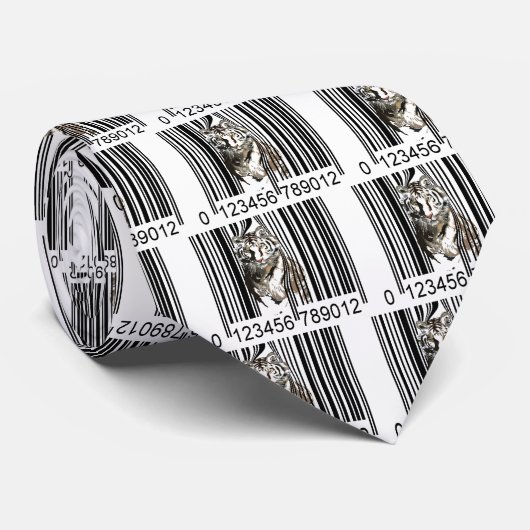 Funny tijger-streepjescodevector stropdas (Opgerold)