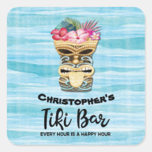 Funny TIki Bar Monogram Party Sticker