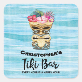 Funny TIki Bar Monogram Party Sticker