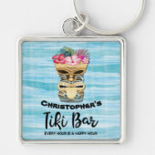 Funny Tiki Bar Monogrammed Sleutelhanger (Voorkant)