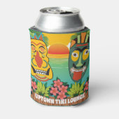 Funny Tiki heeft een tropische zonsondergang en na Blikjeskoeler (Blikje Achterkant)