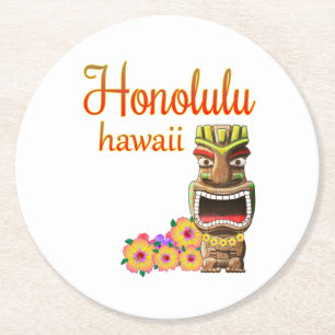 Funny Tiki Honolulu Hawaii Ronde Kartonnen Onderzetter