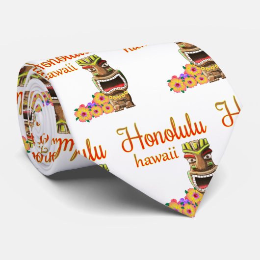 Funny Tiki Honolulu Hawaii Stropdas (Opgerold)