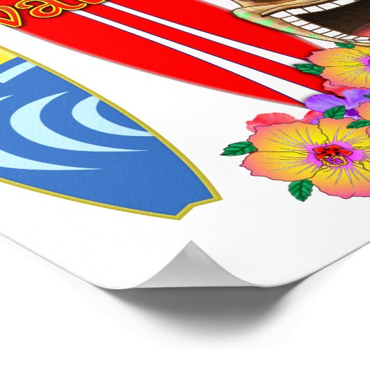 Funny Tiki Honolulu Hawaii Surfing Poster (Hoek)