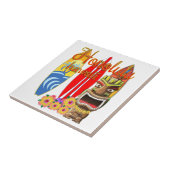 Funny Tiki Honolulu Hawaii Surfing Tegeltje (Zijkant)