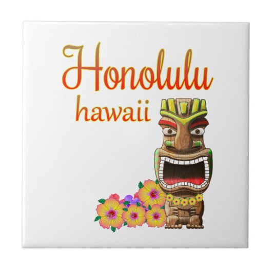 Funny Tiki Honolulu Hawaii Tegeltje (Voorkant)