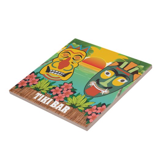 Funny Tiki wordt geconfronteerd met tropische zons Tegeltje (Zijkant)