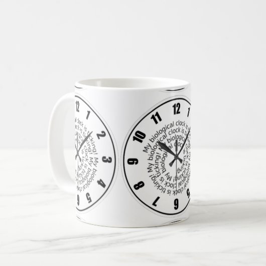 Funny Time Clock Coffee of Tea Mok (Voorkant links)