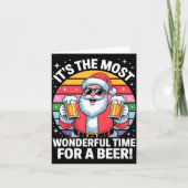 Funny Time For A Beer Santa Christmas Kaart (Voorkant)