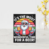 Funny Time For A Beer Santa Christmas  Kaart (Gele Bloem)