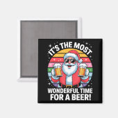 Funny Time For A Beer Santa Christmas  Magneet (Voorkant / Achterkant)