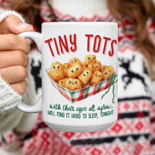 Funny Tiny Tater Tots Watercolor Plaid Christmas Koffiemok