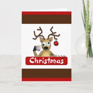 Funny Tipsy Reindeer Christmas Greeting Card Feestdagen Kaart