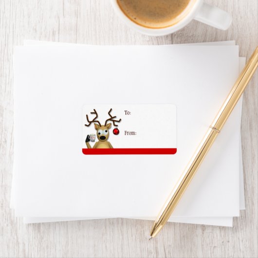 Funny Tipsy Reindeer - kerstcadeaulabels Etiket (Insitu)