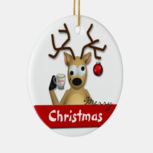 Funny Tipsy Reindeer Merry kerstboomversiering Keramisch Ornament (Rechts)