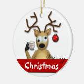 Funny Tipsy Reindeer Merry kerstboomversiering Keramisch Ornament (Links)