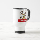 Funny Tipsy Reindeer Merry Kerstmis Mug Reisbeker (Voorkant rechts)