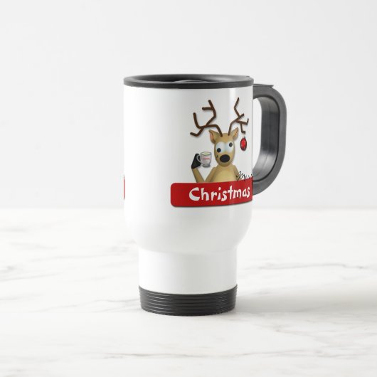 Funny Tipsy Reindeer Merry Kerstmis Mug Reisbeker (Voorkant rechts)