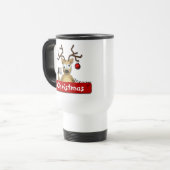 Funny Tipsy Reindeer Merry Kerstmis Mug Reisbeker (Voorkant links)