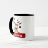 Funny Tipsy Reindeer Merry Kerstvakantie Mok (Voorkant links)