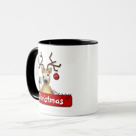 Funny Tipsy Reindeer Merry Kerstvakantie Mok (Voorkant links)