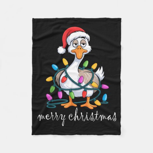 Funny Tired Goose Christmas Lights Silly Holiday F Fleece Deken (Voorkant)