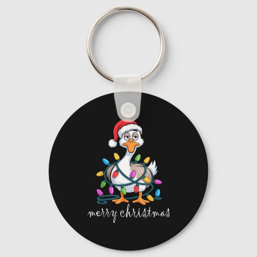 Funny Tired Goose Christmas Lights Silly Holiday F Sleutelhanger (Voorkant)