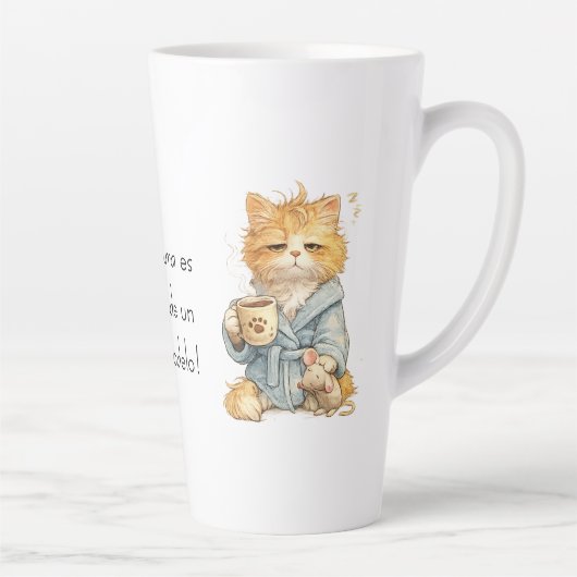 Funny Tired Orange Cat Coffee Mug Custom Name Quot Latte Mok (Rechts)