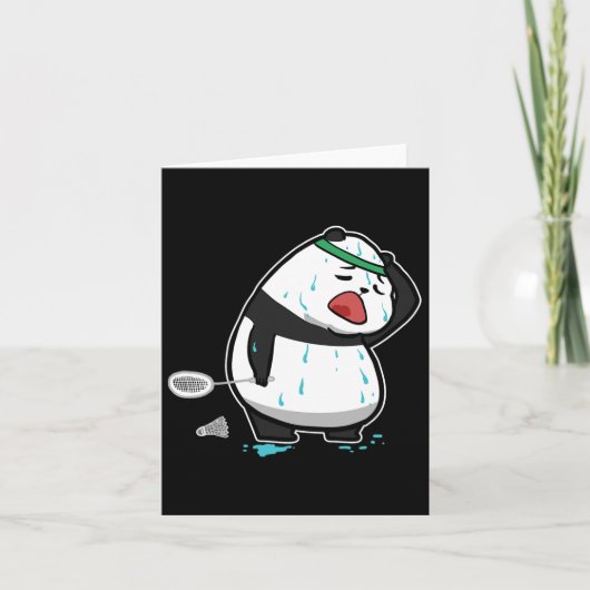 Funny Tired Panda die Badminton speelt Kaart (Voorkant)
