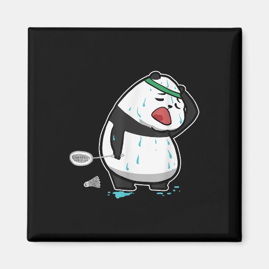 Funny Tired Panda die Badminton speelt Magneet (Voorkant)