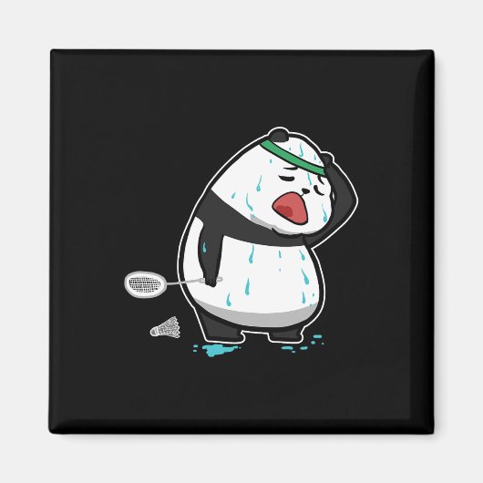 Funny Tired Panda die Badminton speelt Magneet (Voorkant)