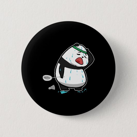 Funny Tired Panda die Badminton speelt Ronde Button 5,7 Cm (Voorkant)
