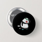 Funny Tired Panda die Badminton speelt Ronde Button 5,7 Cm (Voorkant /achterkant)