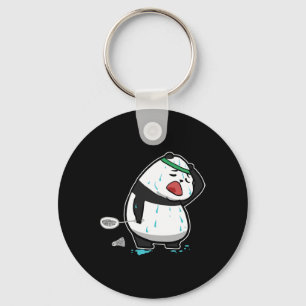 Funny Tired Panda die Badminton speelt Sleutelhanger